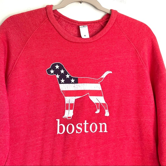 3/$25 American Flag Boston Dog Graphic Crewneck Sweatshirt Faded Red Woman’s XL - Picture 11 of 12